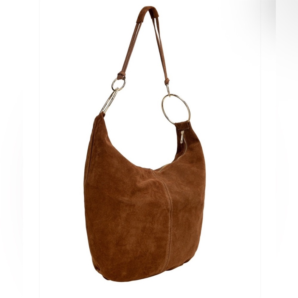 NWT Cognac Brown Suede Shoulder Bag - Picture 3 of 7
